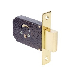 Замок врезной без ручек 90 (латунь) крест.ключ  АЛЛЮР/30