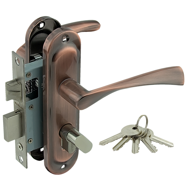 Замок врезной 50/L76 ЦМВ70 межосевое 50 мм АС (медь) ключ/вертушка MARLOK/24