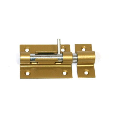 Засов накл УНИВЕРСАЛЬНЫЙ с круглым ригелем (золото) Делга/40