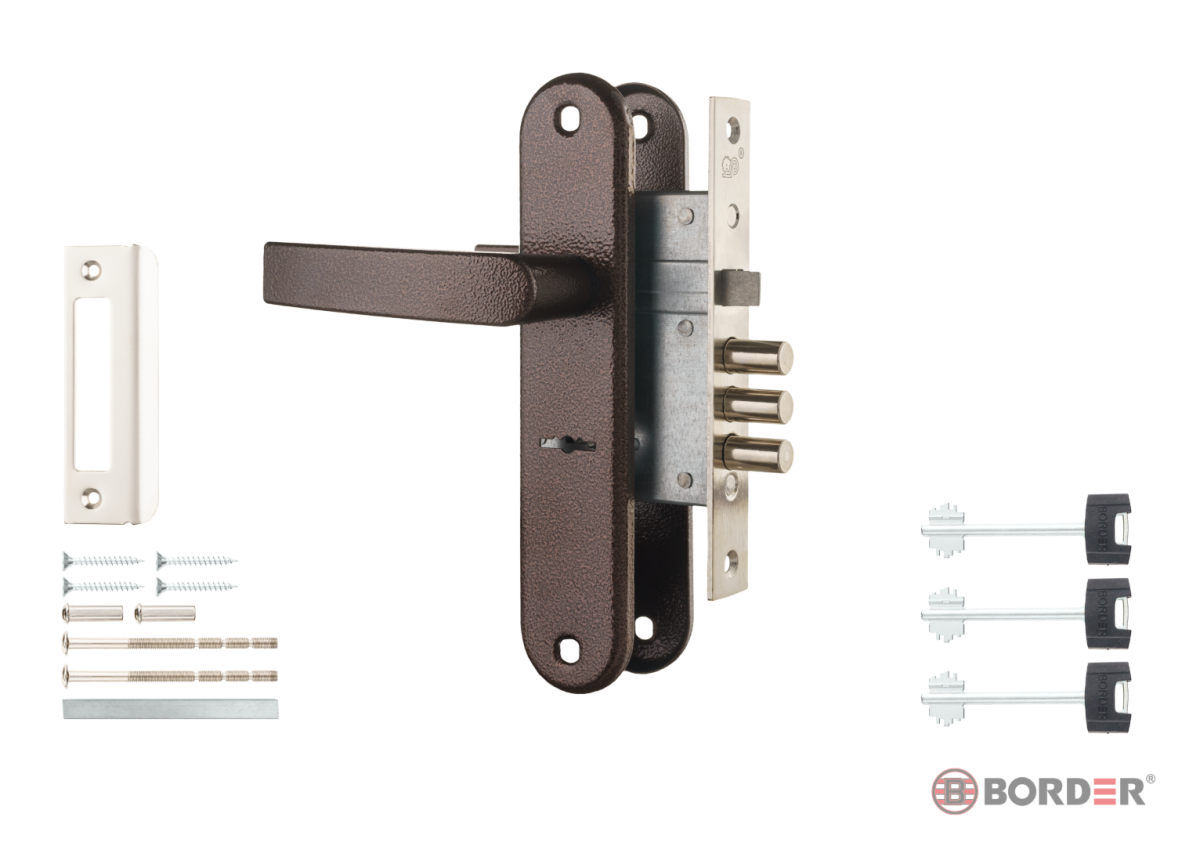 Замок врезной с ручками 9-8/13 (медь) (84301) ПРО-САМ/12