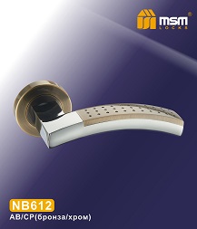 Ручка дверная NB612 AB/CP бронза/хром MSM(12)