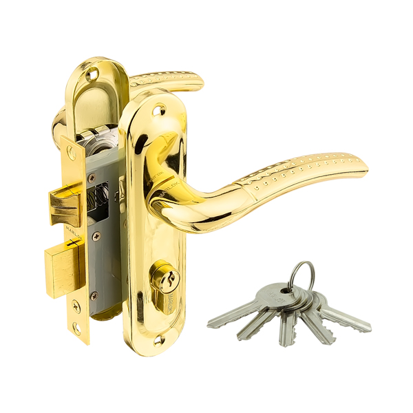 Замок врезной 50/LА02 ЦМ70 межосевое 50 мм РВ (золото) ключ/ключ MARLOK