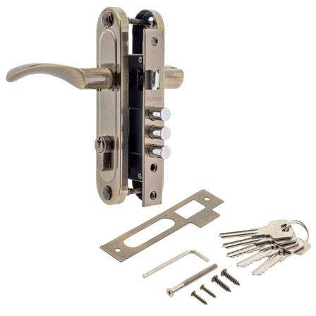 Замок врезной с ручками 1023/60-AB бронза Аверс /20