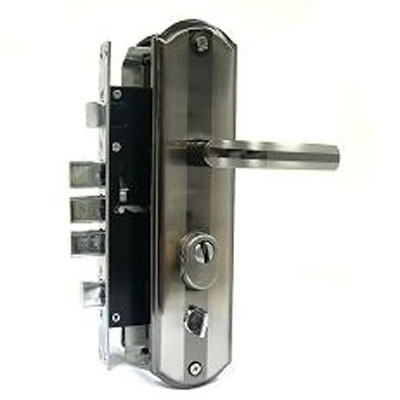 Замок врезной с ручками №200-68 Л (мат. хром/черн. никель) Нора-М/10