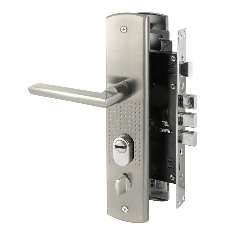 Замок врезной с ручками №200(108) П (мат. никель) Нора-М/10