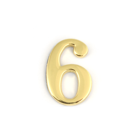 Номер дверной "6" (золото) металлический Апекс