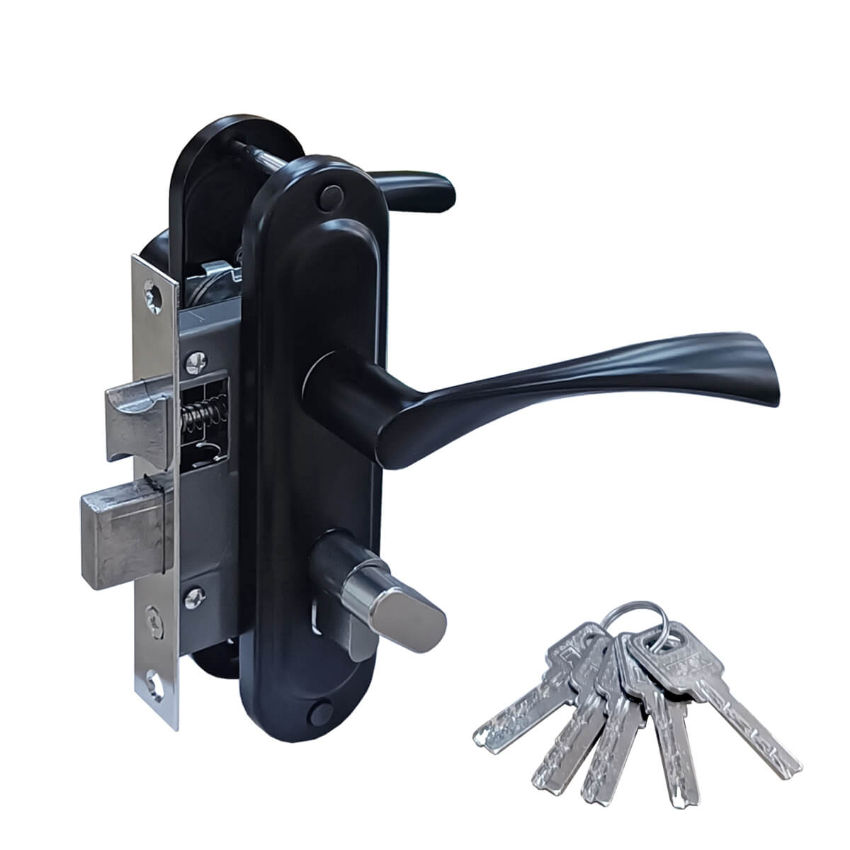 Замок врезной 50/L76 ЦМВ70 межосевое 50 мм BL (черный) ключ/вертушка MARLOK/24