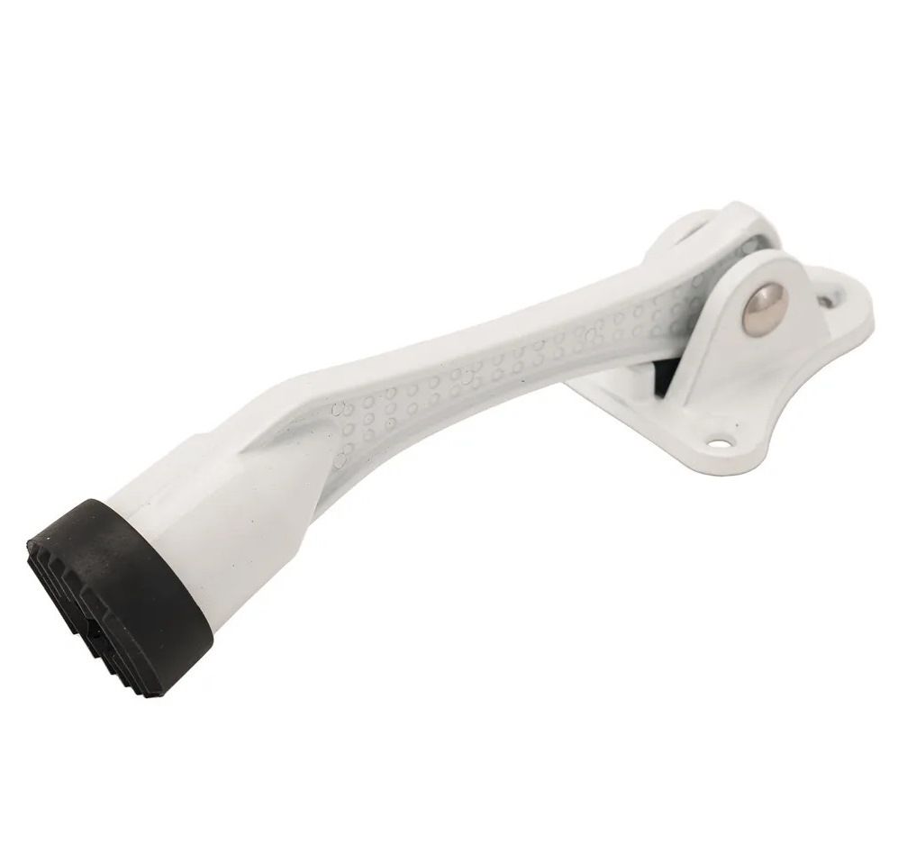 Дверной фиксатор КН-130 РУ Белый (RAL9016) "козья ножка" Аллюр/100,25