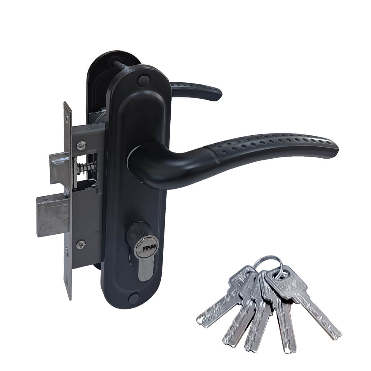 Замок врезной 50/LА02 ЦМ70 межосевое 50 мм BL (черный) ключ/ключ MARLOK/24