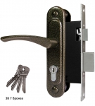 Замок врезной с ручками ЗВ 7 (бронза) Омега/10