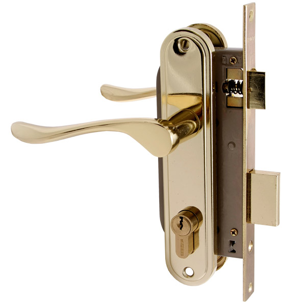 Замок врезной с ручкой 127/1 GP золото 4кл. АЛЛЮР/12