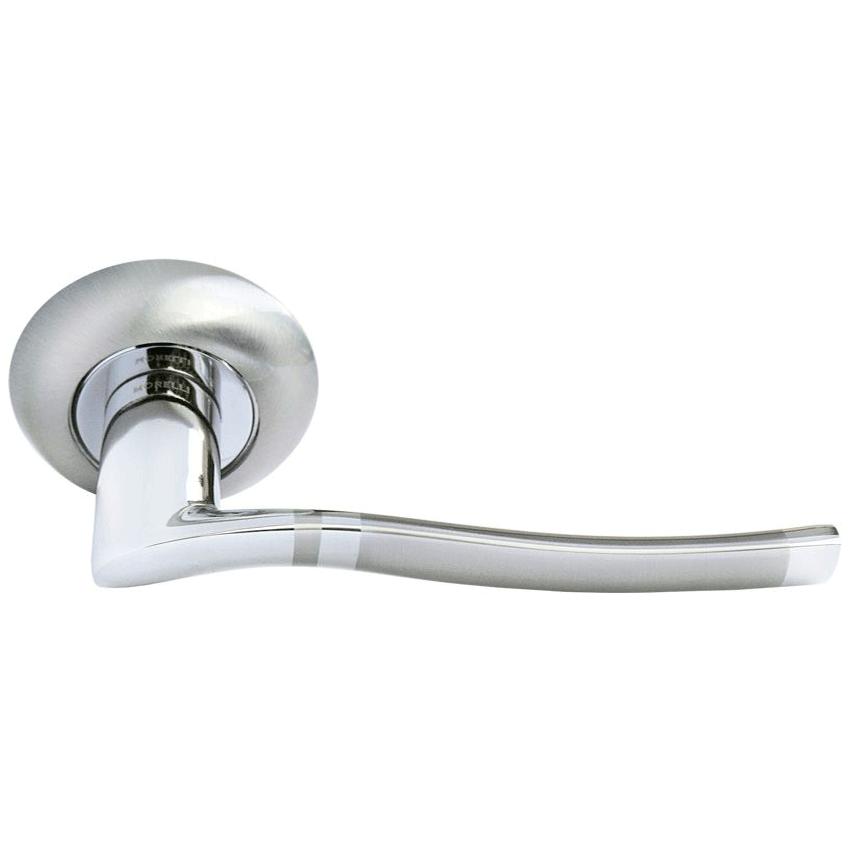 Ручка дверная  МН-04 DIY "Фонтан" SN/CP бел.никель/хром МОРЕЛЛИ