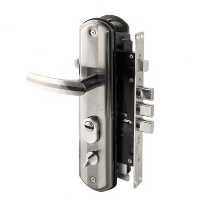 Замок врезной с ручками №200-68 П (мат. хром/черн. никель) Нора-М/10