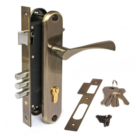 Замок врезной с ручками 2223/60-AB бронза Апекс /10