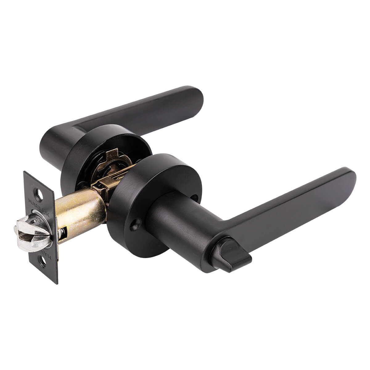 Дверная ручка-защелка RZ 7-03 фиксатор, серия NOVA BL (черная) MARLOK