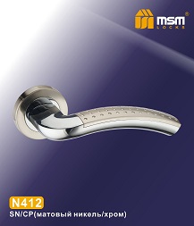 Ручка дверная N412 SN/CP матовый никель/хром MSM(12)
