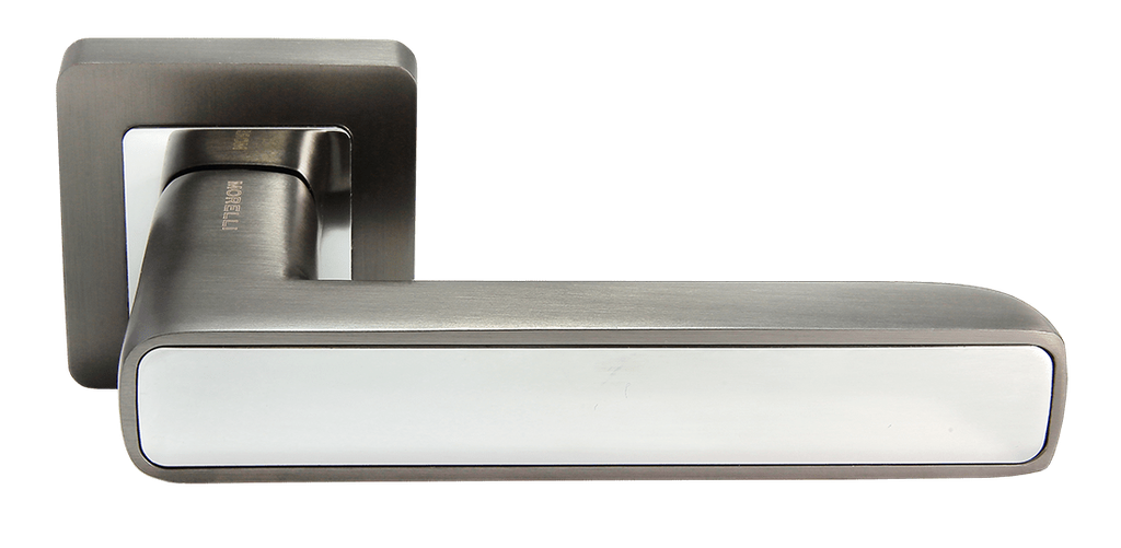 Ручка дверная квадрат  МН-44 GR/CP-S55 графит/хром МОРЕЛЛИ