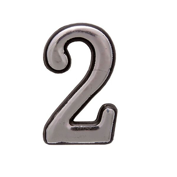 Цифра дверная АЛЛЮР БОЛЬШАЯ пластик "2" хром 