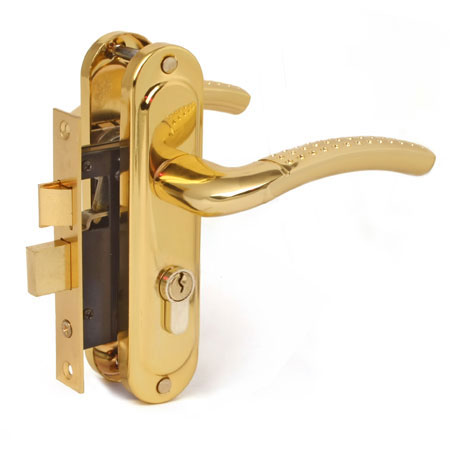 Замок врезной с ручкой 132/50 GP золото СТАНДАРТ/20