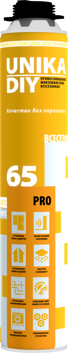 Пена монт. проф. 65 всесезонная UNIKA DIY