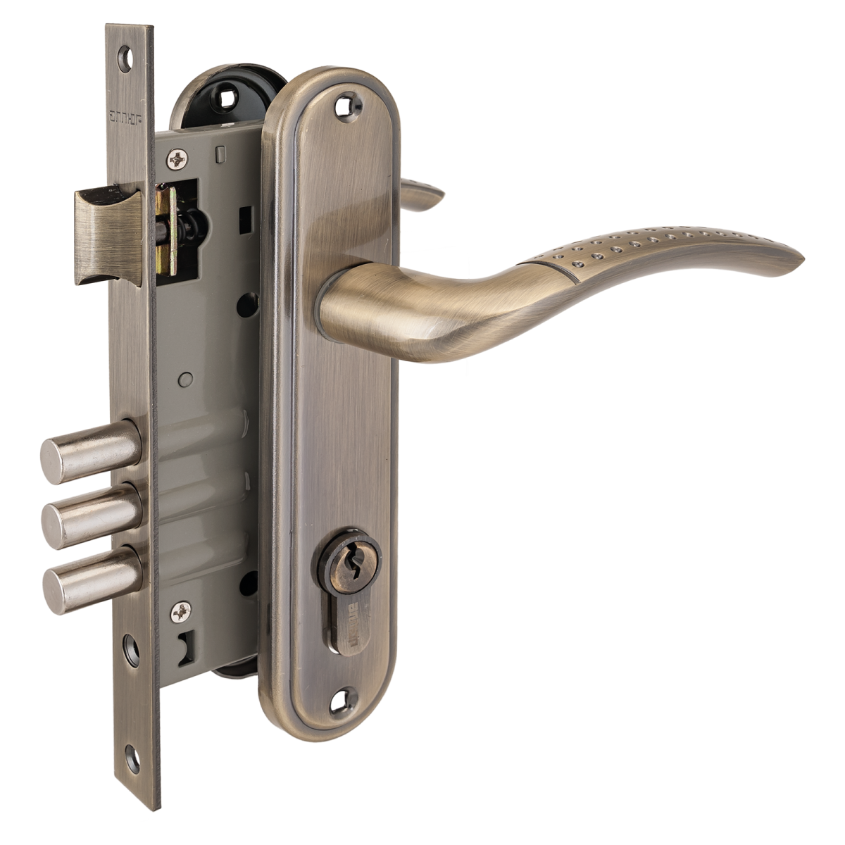 Замок врезной с ручкой 132/3 AB бронза 4 кл. АЛЛЮР/12