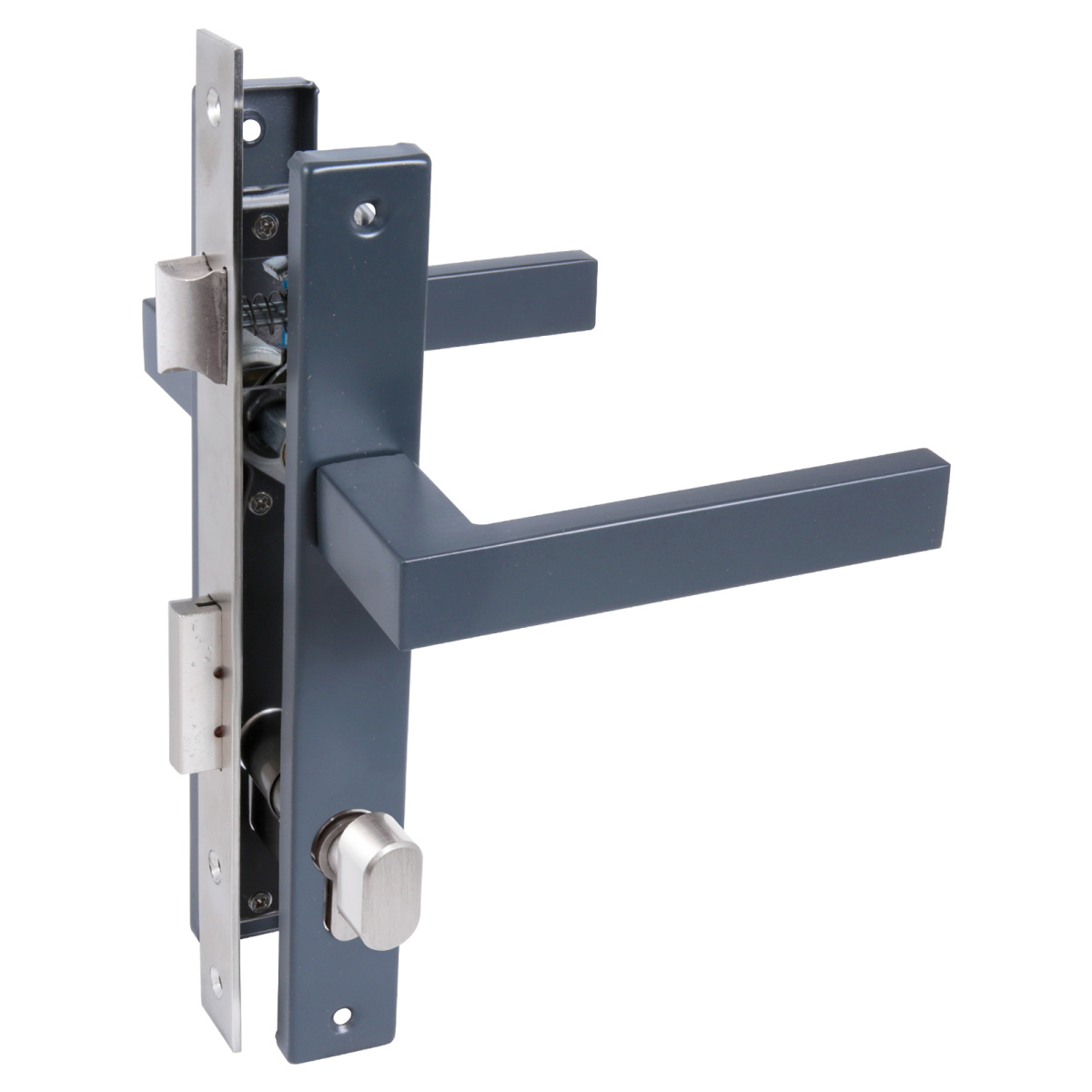 Замок врезной с ручкой 8520.02.7016 для калиток кл/верт серый антрацит СТАНДАРТ/20