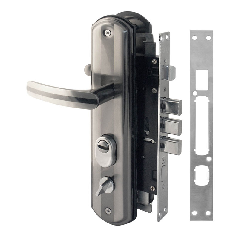 Замок врезной с ручками №200-68 ЭКО П (мат. хром/черн. никель) Нора-М/10