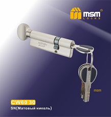 Цилиндровый механизм ключ-верт. CW90(60/30)mm SN мат.никель MSM(48/6)