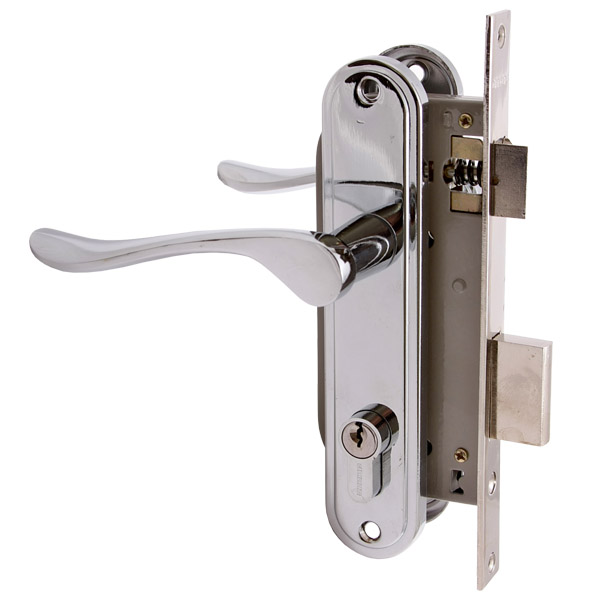 Замок врезной с ручкой 127/1 CР хром 4кл. АЛЛЮР/12