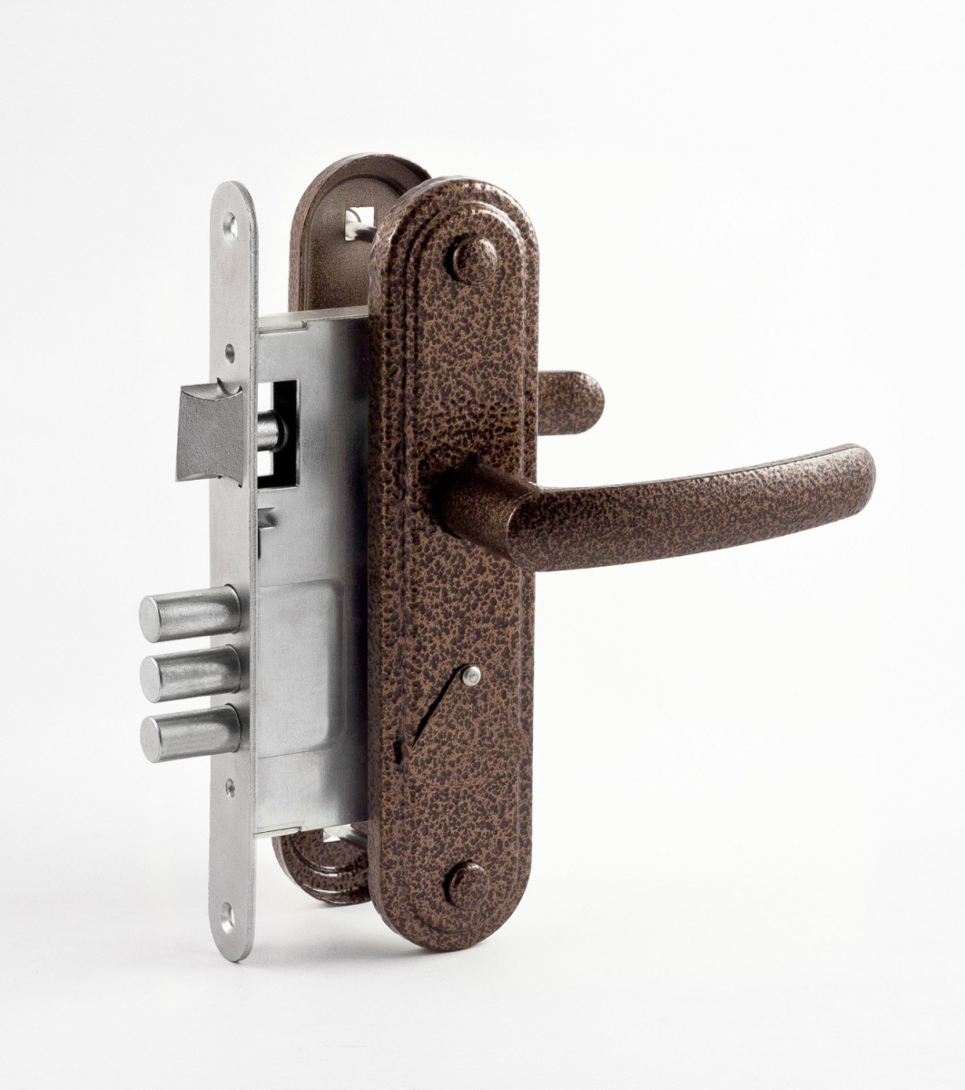 Замок врезной сувальдный с ручками ЗВ 9.1-02 (бронза) Омега /10 00-00002943