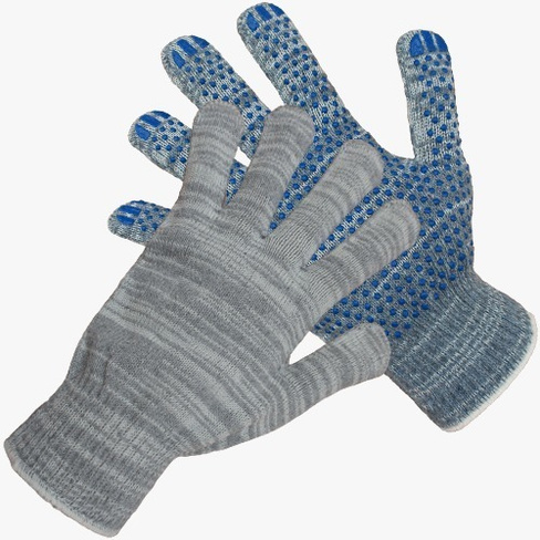 Перчатки Х/Б с ПВХ СЕРЫЕ 5 нитей 10кл(Россия) /10
