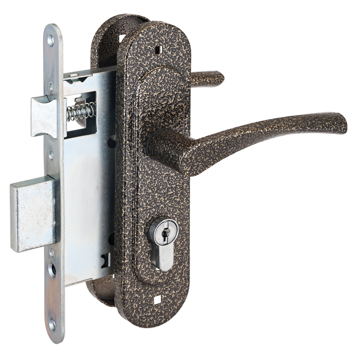 Замок врезной с ручкой ЗВ4-3.07 бронза Птимаш/10