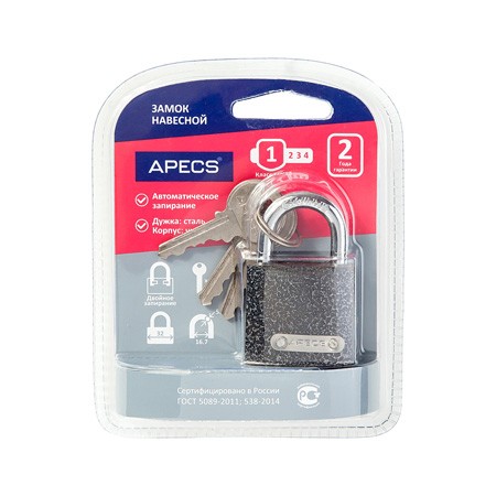 Замок навесной PD-01-32 БЛИСТЕР  АПЕКС /36, 6