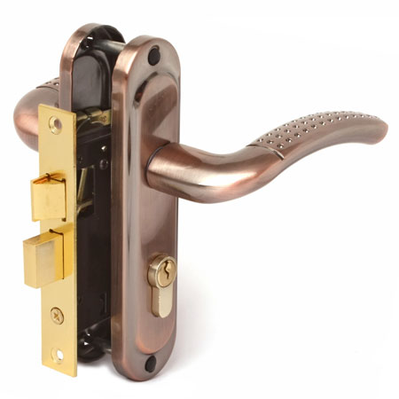 Замок врезной с ручкой 132/50 AC медь СТАНДАРТ/20