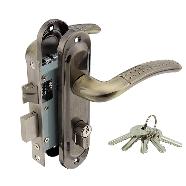 Замок врезной 50/LА02 ЦМ70 межосевое 50 мм АВ (бронза) ключ/ключ MARLOK/24