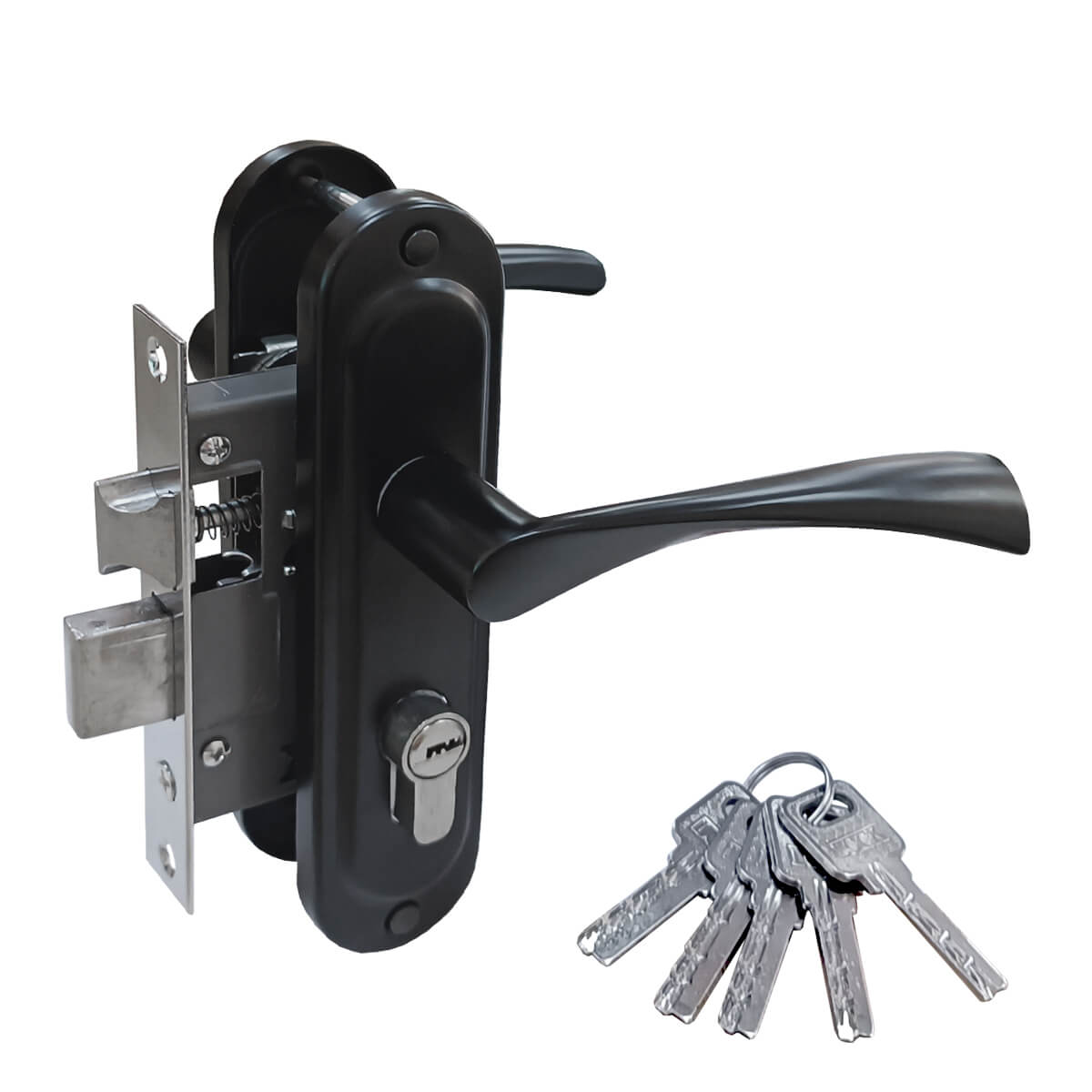 Замок врезной 50/L76 ЦМ70 межосевое 50 мм BL (черный) ключ/ключ MARLOK/24