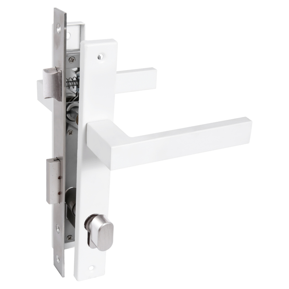 Замок врезной с ручкой 8520.02.9016 для калиток кл/верт белый СТАНДАРТ/20