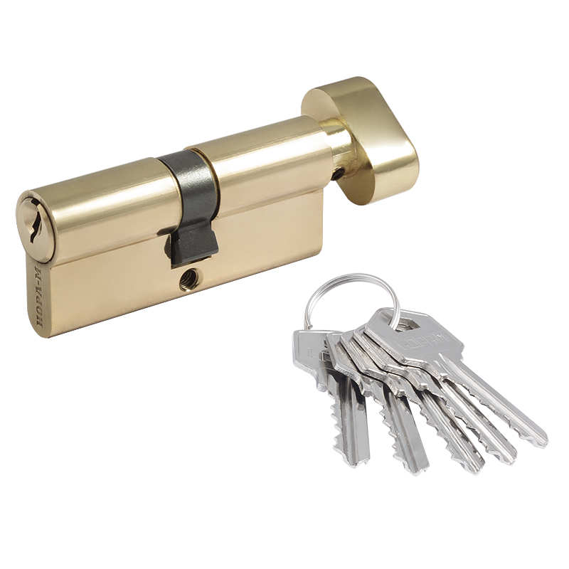 Мех-м цилиндровый МЦ-ЛУВ-60 (латунь) (30-30) англ.кл. (ключ-вертушка) Нора-М