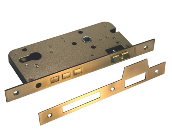 Замок врезной под цилиндр с тремя ригелями L03 AB бронза МОРЕЛЛИ