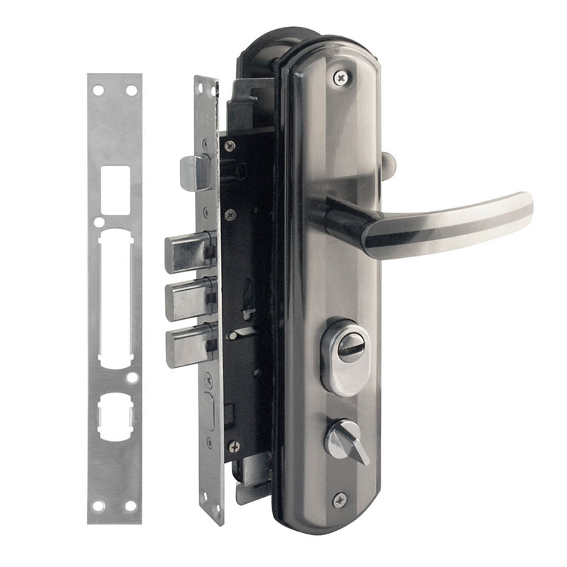 Замок врезной с ручками №200-68 ЭКО Л (мат. хром/черн. никель) Нора-М/10