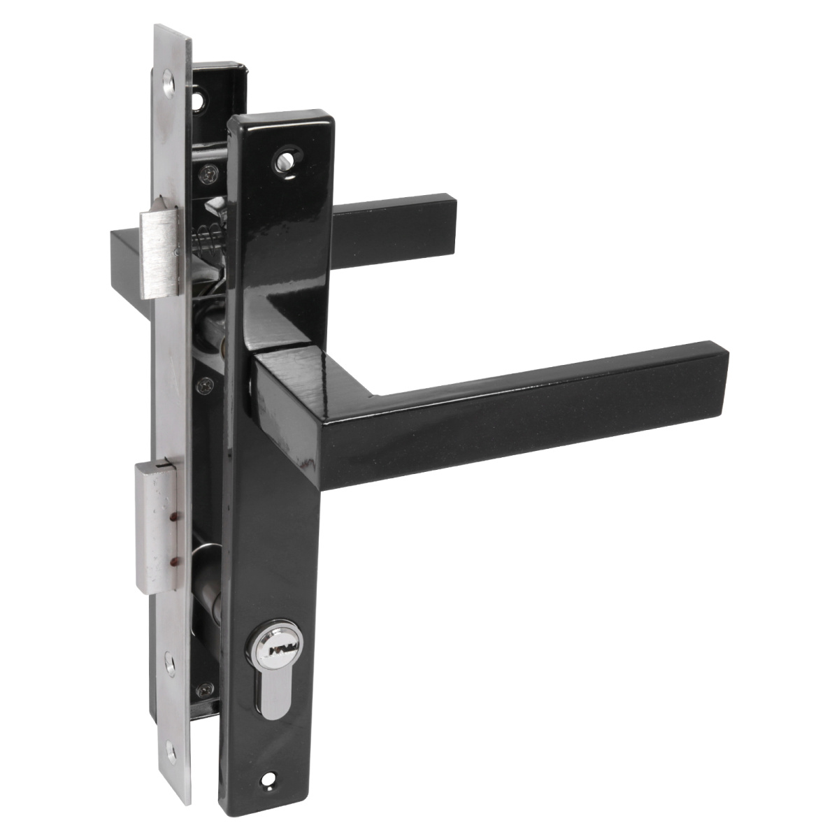 Замок врезной с ручкой 8520.01.9005 для калиток кл/кл черный СТАНДАРТ/20