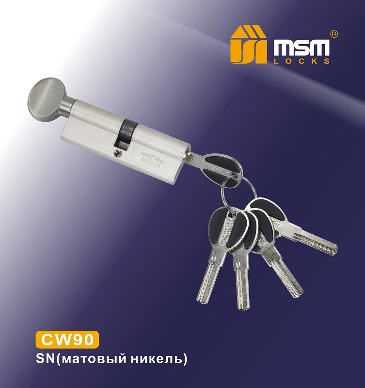 Цилиндровый механизм ключ-верт. CW90mm SN мат.никель MSM(48/6)