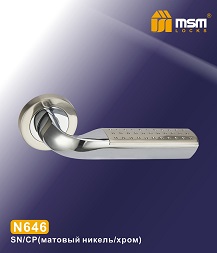 Ручка дверная N646 SN/CP никель/хром MSM(12)