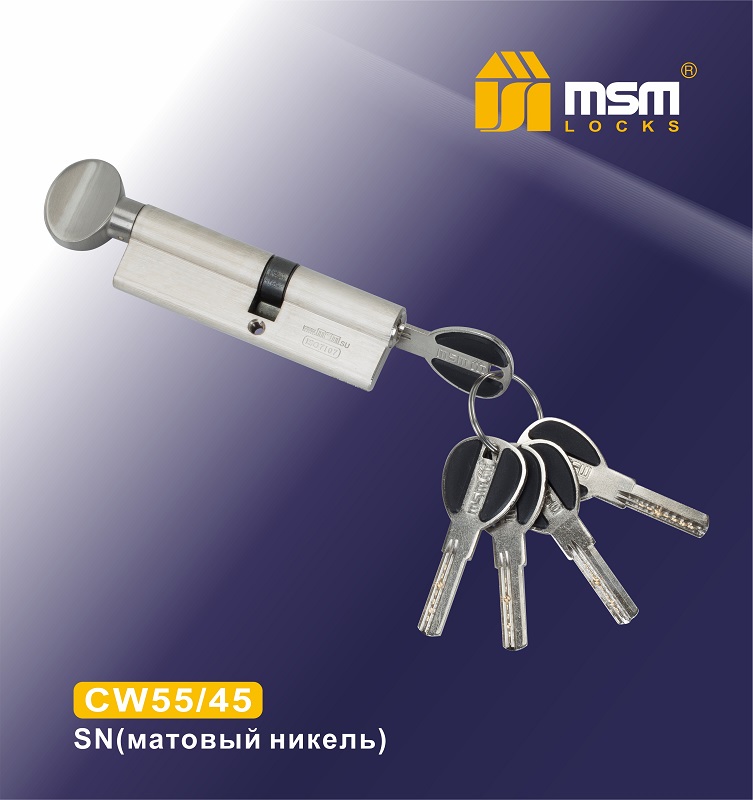 Цилиндровый механизм ключ-верт. CW100(55/45)mm SN мат.никель MSM(48/6)