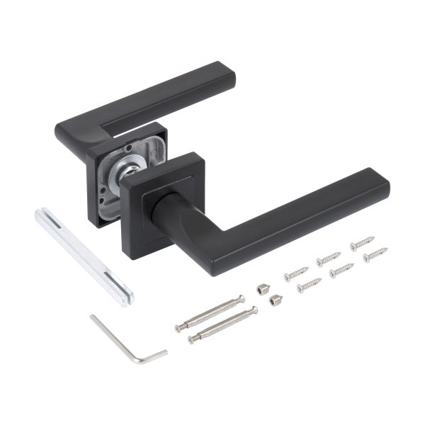 Ручки дверные Р71 BL мат.черный квадрат 100мм СТАНДАРТ /40