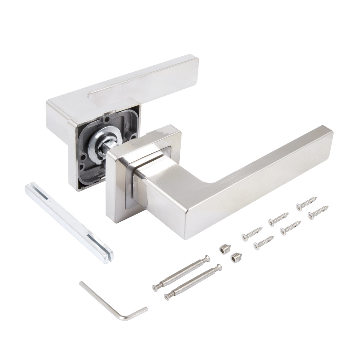 Ручки дверные Р72 SN мат.никель квадрат 100мм СТАНДАРТ /40