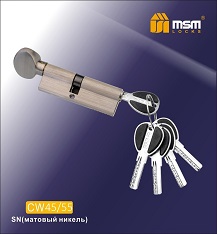 Цилиндровый механизм ключ-верт. CW100(45/55)mm SN мат. никель MSM (48/6)