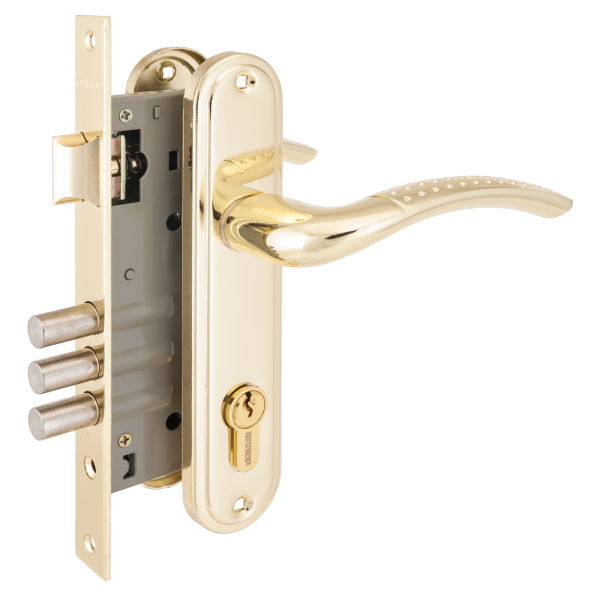 Замок врезной с ручкой 132/3 GP золото 4 кл. АЛЛЮР/12