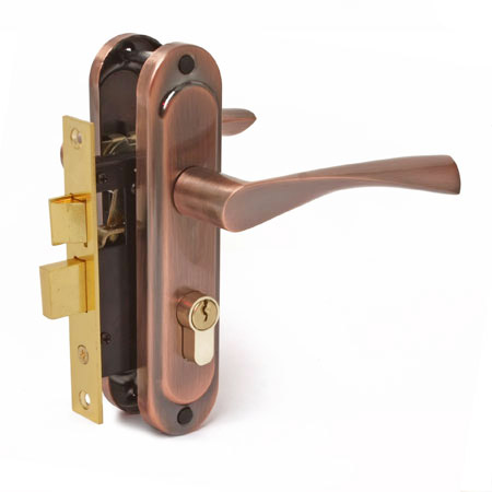 Замок врезной с ручкой 103/50 AC медь СТАНДАРТ/20