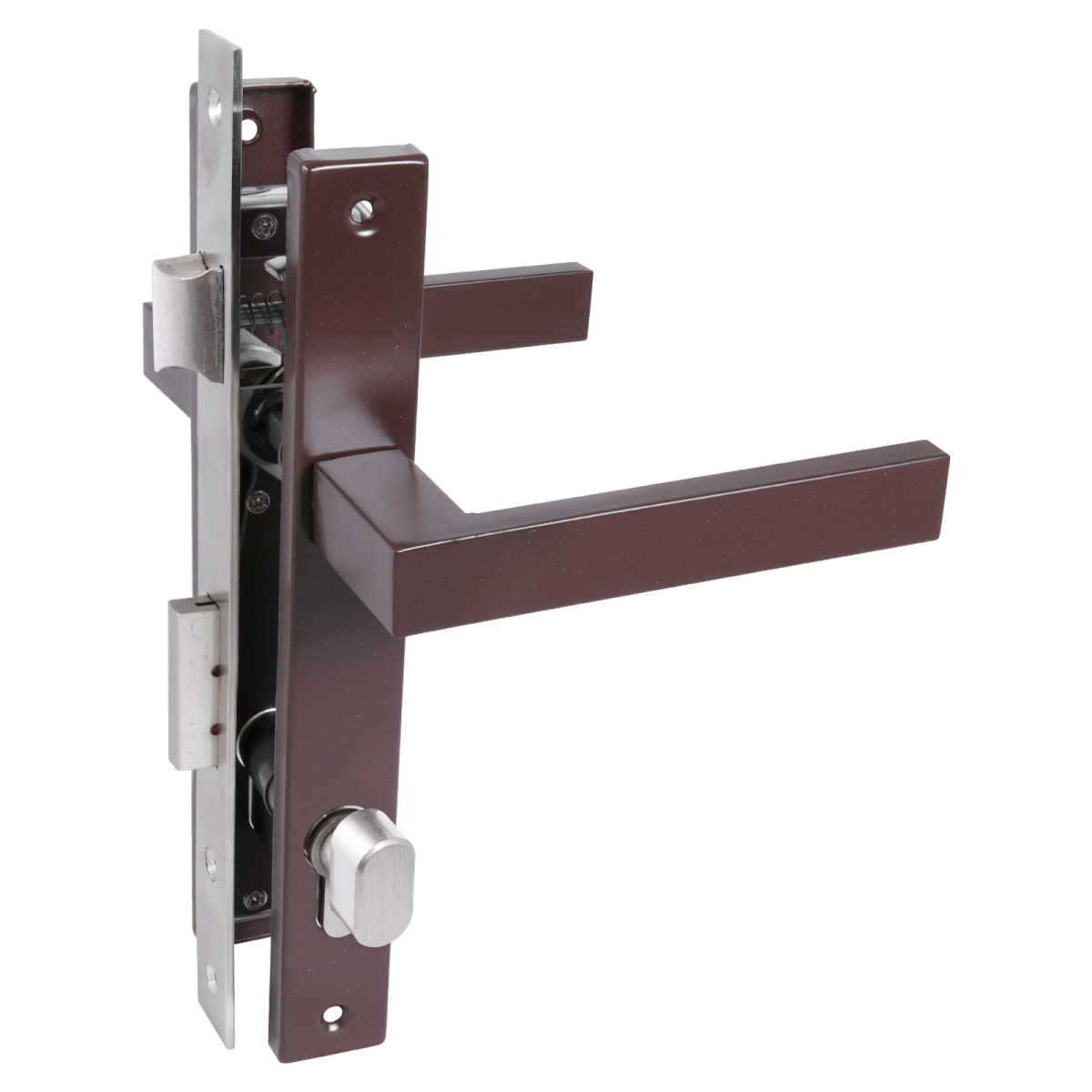 Замок врезной с ручкой 8520.02.8017 для калиток кл/верт коричневый СТАНДАРТ/20